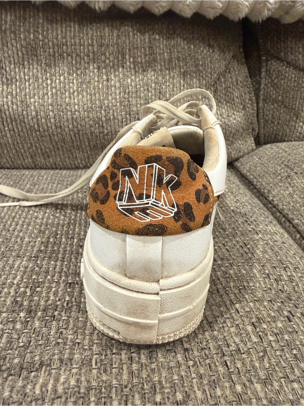 Nike Women’s White Sneakers with Leopard-Print Swoosh - Picture 4 of 8